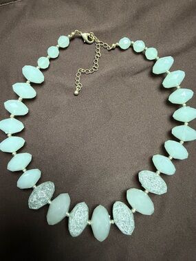Park Lane Aqua Blue & Crackle Crystal Statement Necklace Retired